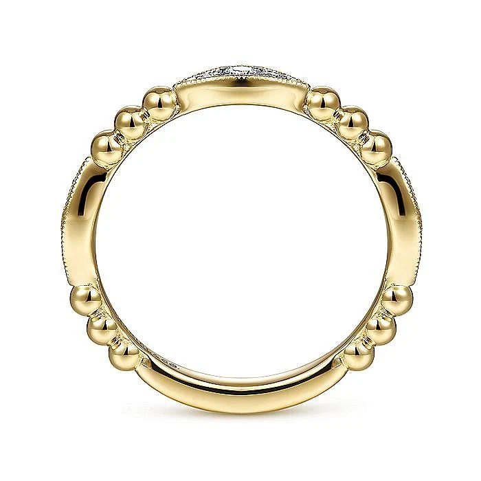 Gabriel & Co. Yellow Gold Bujukan Marquise Cluster Diamond Station Ring - Image 2