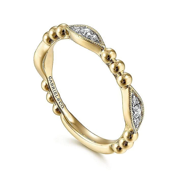 Gabriel & Co. Yellow Gold Bujukan Marquise Cluster Diamond Station Ring - Image 3