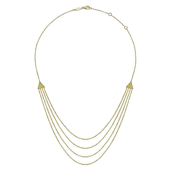 Gabriel & Co Yellow Gold Bujukan Multi Row Swag Necklace - Image 2