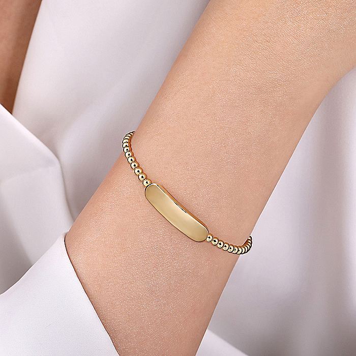Gabriel & Co Yellow Gold Bujukan Personalize Bangle - Image 4