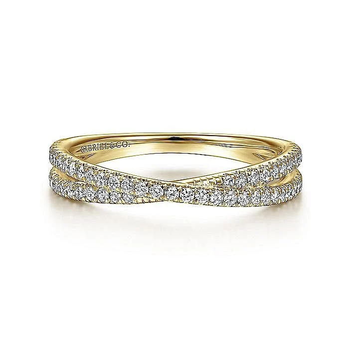 Gabriel & Co. Yellow Gold Criss Cross Diamond Ring