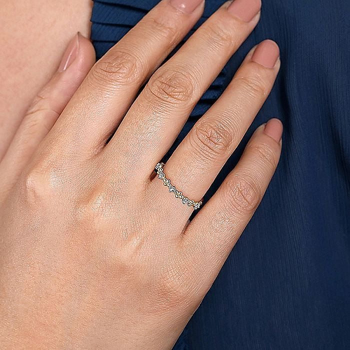 Gabriel & Co.Yellow Gold Diamond and Bujukan Bead Station Ring - Image 5