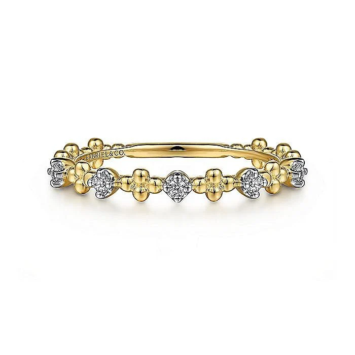 Gabriel & Co.Yellow Gold Diamond and Bujukan Bead Station Ring