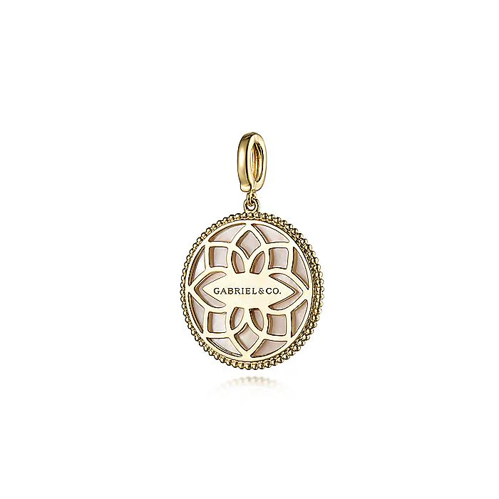 Gabriel & Co Yellow Gold Diamond And Sapphire Compass Pendant - Image 2