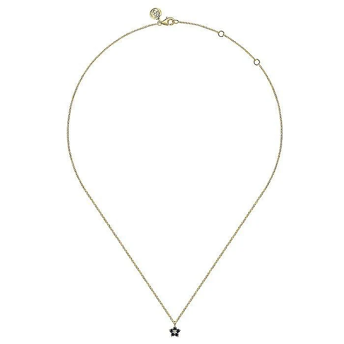 Gabriel & Co. Yellow Gold Diamond and Sapphire Flower Pendant - Image 2