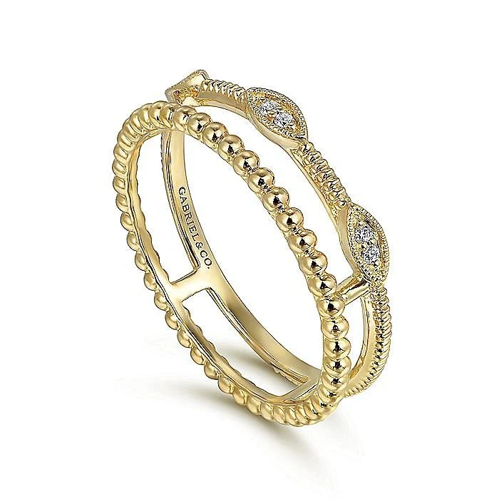 Gabriel & Co. Yellow Gold Diamond Bujukan Marquise Shape Stackable Ring - Image 3