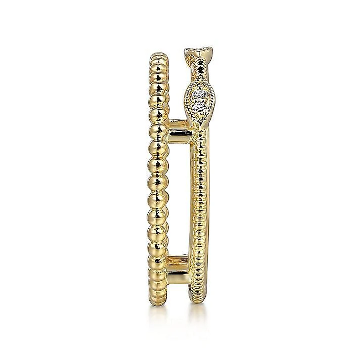 Gabriel & Co. Yellow Gold Diamond Bujukan Marquise Shape Stackable Ring - Image 4