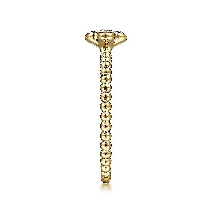 Gabriel & Co. Yellow Gold Diamond Cluster Clover and Bujukan Bead Ring - Image 4