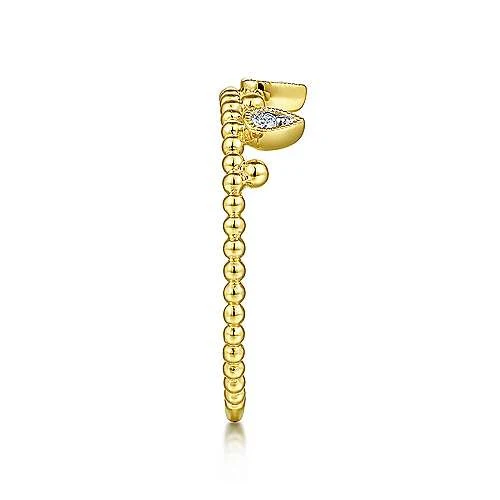 Gabriel & Co. Yellow Gold Diamond Crown Bujukan Ring - Image 3