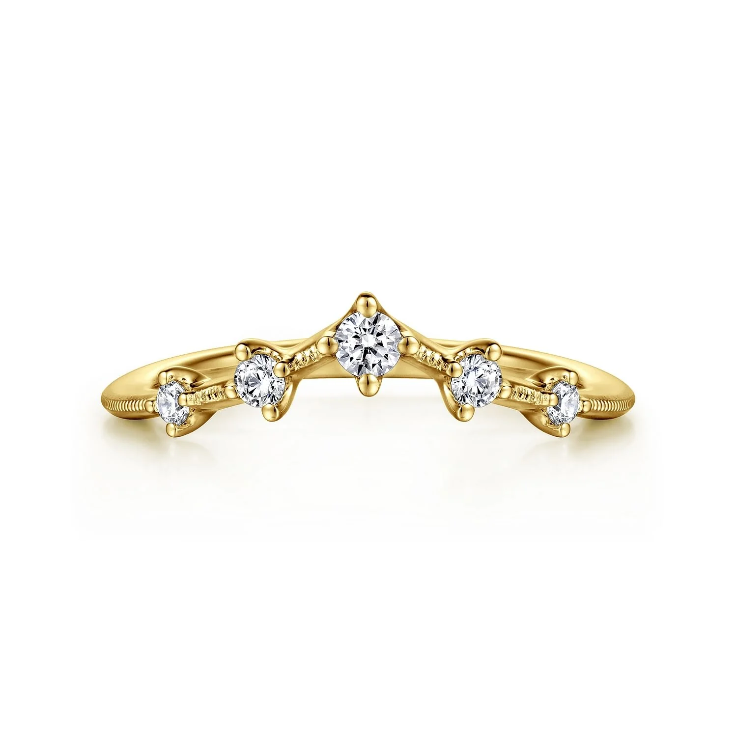 Gabriel & Co. Yellow Gold Diamond Curved Band