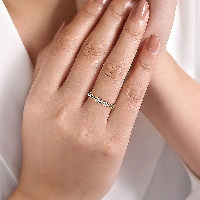 Gabriel & Co Yellow Gold Diamond Geometric Ring - Image 5