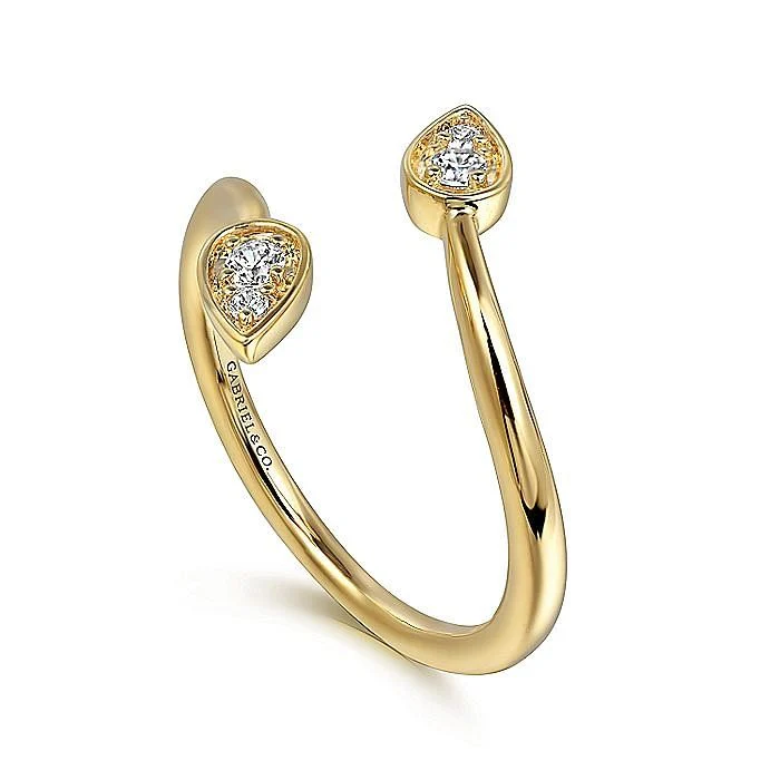 Gabriel & Co. Yellow Gold Diamond Leaf Bypass Freeform Ring - Image 3
