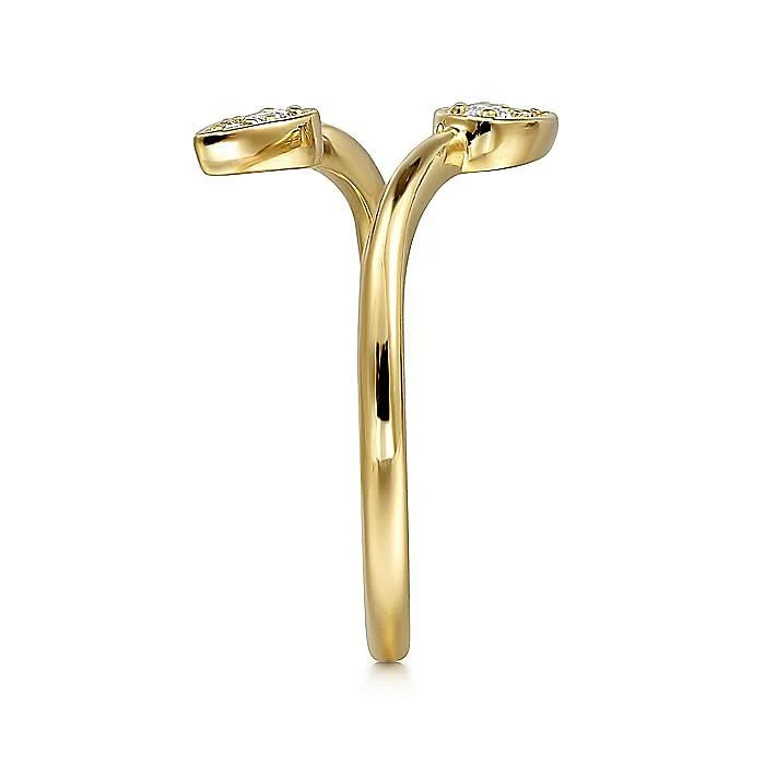 Gabriel & Co. Yellow Gold Diamond Leaf Bypass Freeform Ring - Image 4