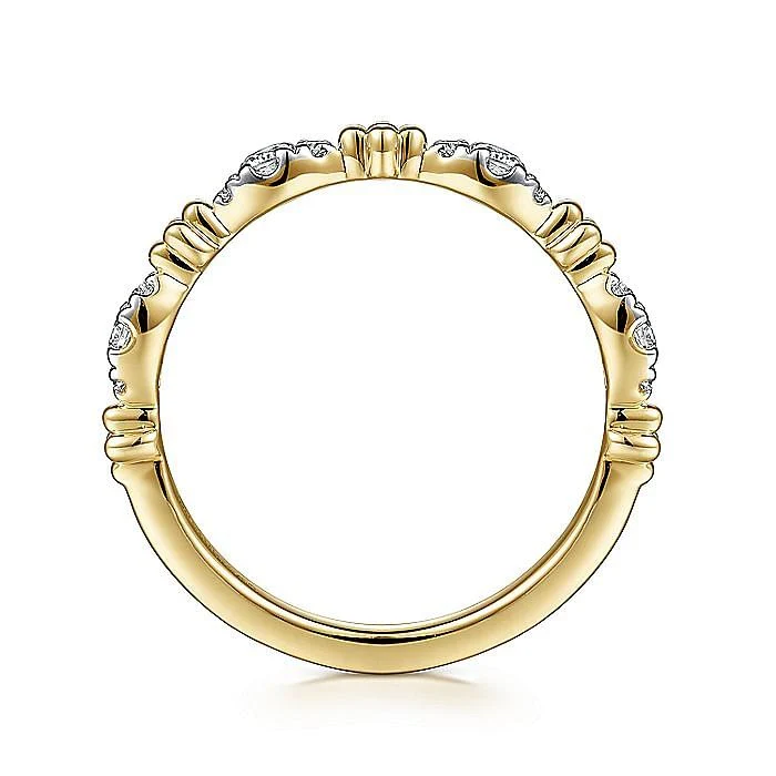 Gabriel & Co. Yellow Gold Diamond Marquise Shape Bujukan Stackable Ring - Image 2