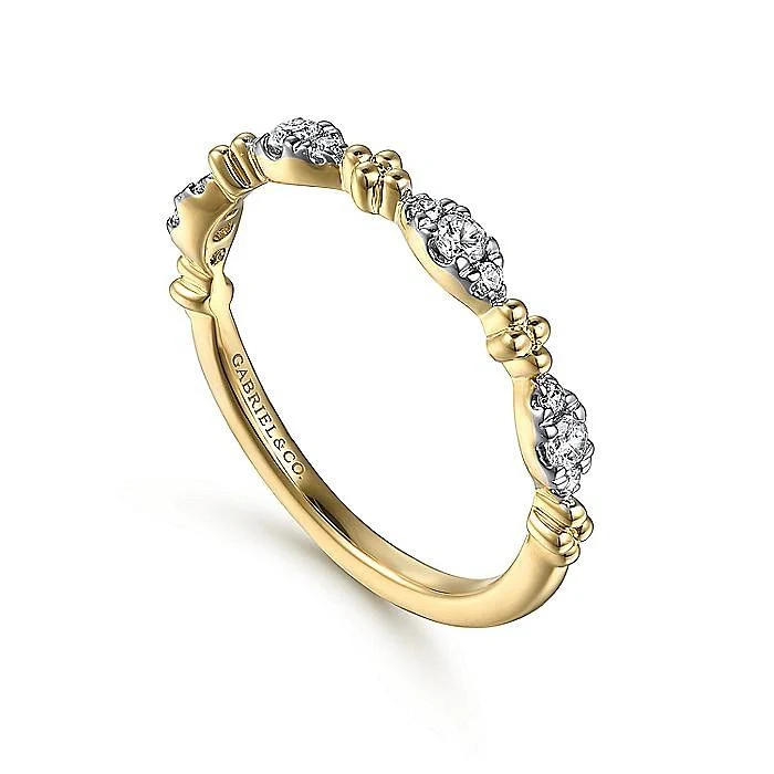 Gabriel & Co. Yellow Gold Diamond Marquise Shape Bujukan Stackable Ring - Image 3