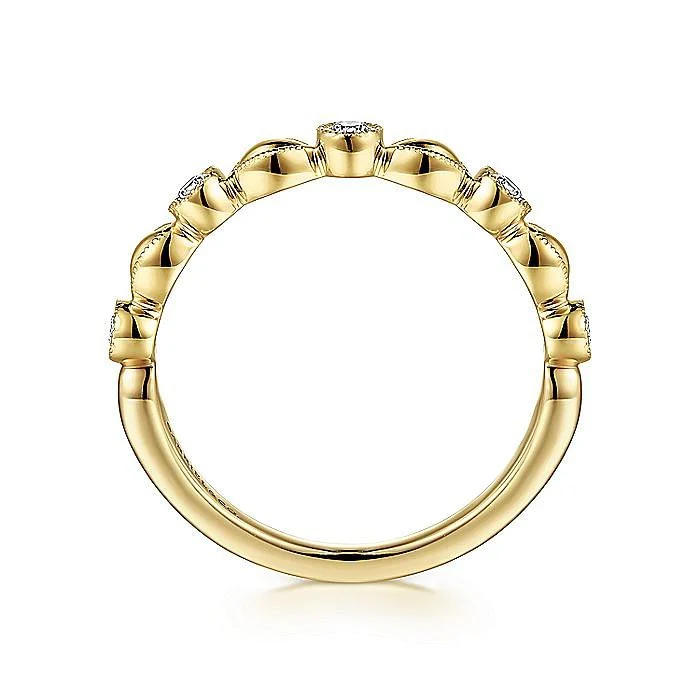 Gabriel & Co. Yellow Gold Diamond Marquise Shaped Stackable Ring - Image 2