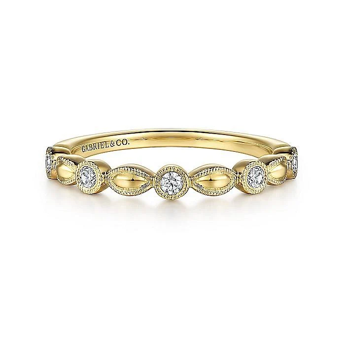 Gabriel & Co. Yellow Gold Diamond Marquise Shaped Stackable Ring