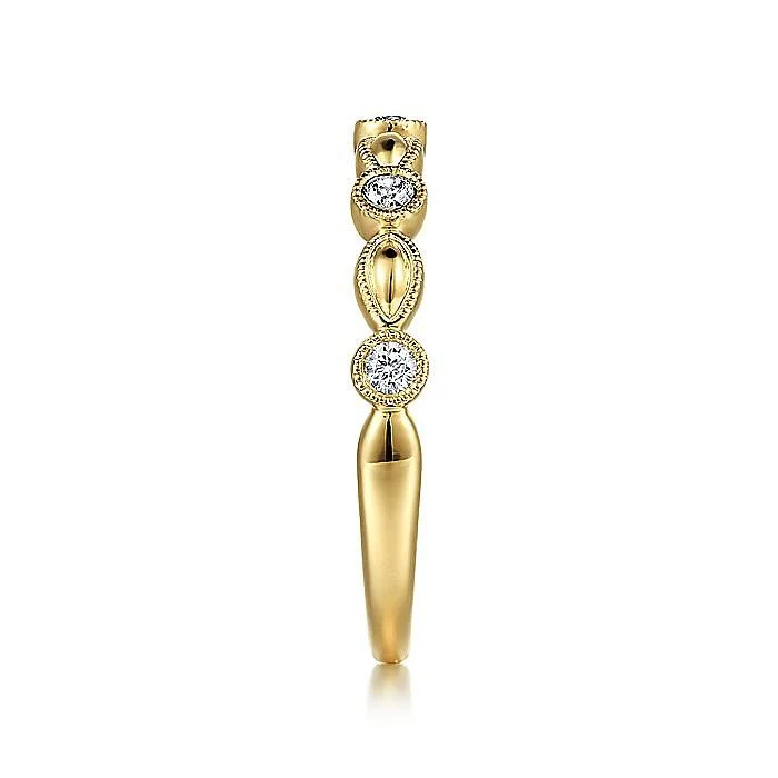 Gabriel & Co. Yellow Gold Diamond Marquise Shaped Stackable Ring - Image 3