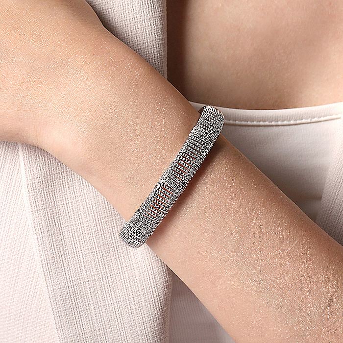 Gabriel & Co Yellow Gold Diamond Rope Bangle - Image 4