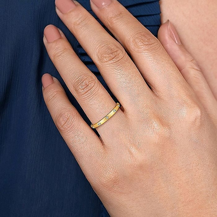 Gabriel & Co. Yellow Gold Diamond Stackable Ring - Image 5