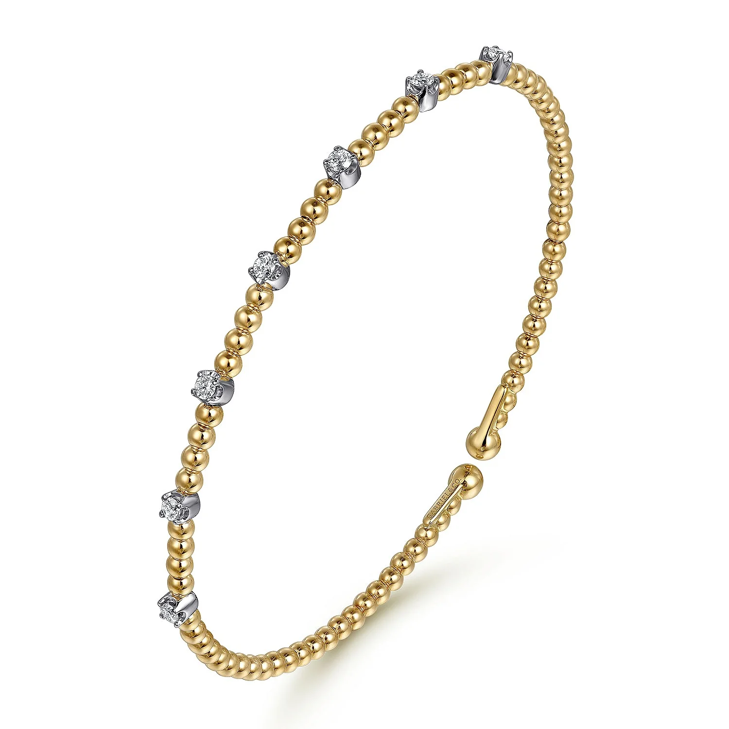 Gabriel & Co Yellow Gold Diamond Station Bujukan Cuff Bracelet - Image 2