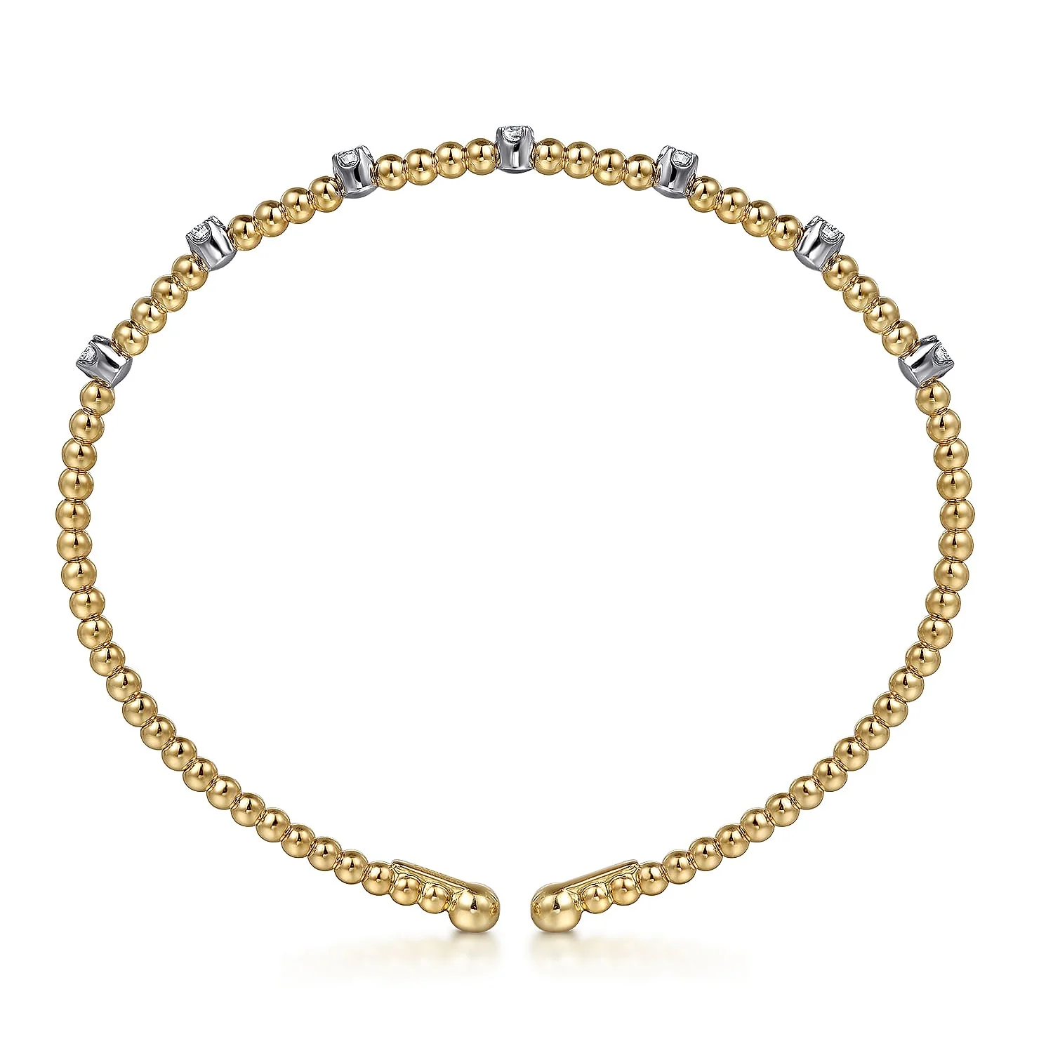 Gabriel & Co Yellow Gold Diamond Station Bujukan Cuff Bracelet - Image 3