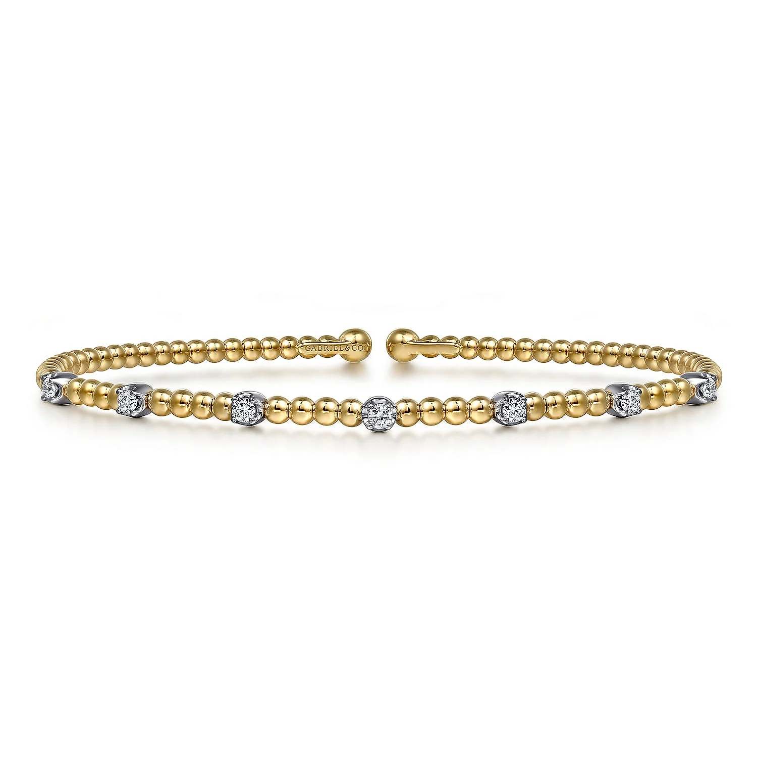 Gabriel & Co Yellow Gold Diamond Station Bujukan Cuff Bracelet