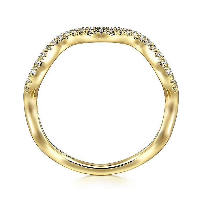 Gabriel & Co. Yellow Gold Diamond Wave Chevron Ring - Image 2