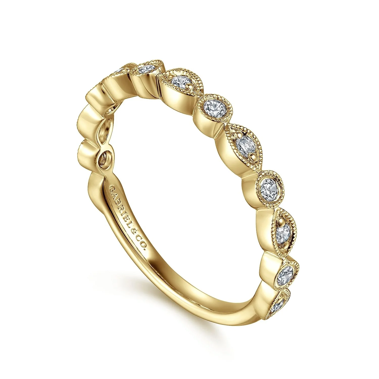Gabriel & Co. Yellow Gold Diamond Wedding Band - Image 3
