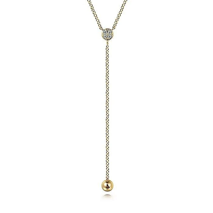 Gabriel & Co. Yellow Gold Diamond Y-Knot Lariat Necklace