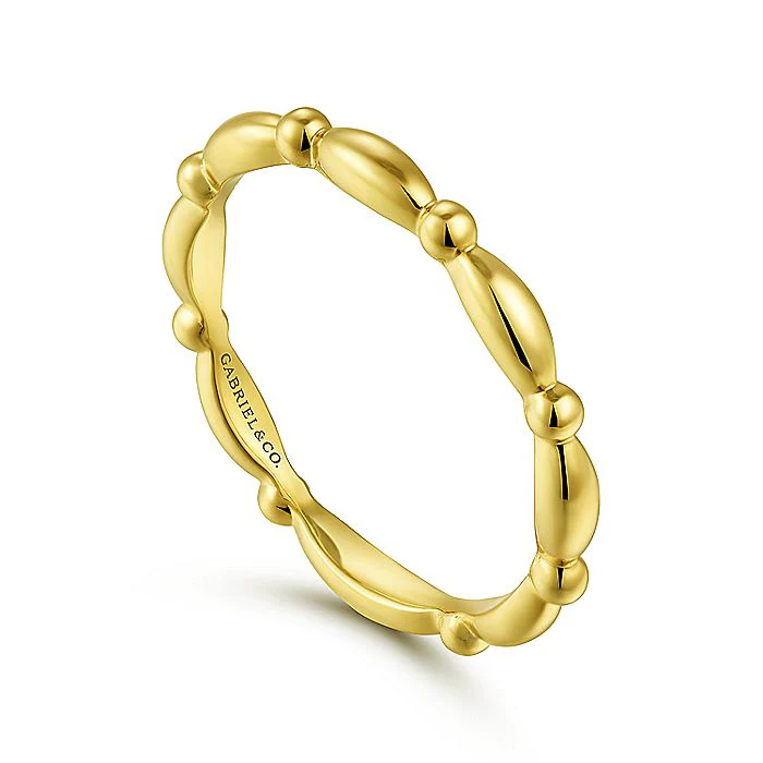 Gabriel & Co Yellow Gold Elongated Station Ring - Image 3