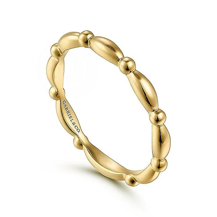 Gabriel & Co. Yellow Gold Elongated Station Stackable Ring - Image 3