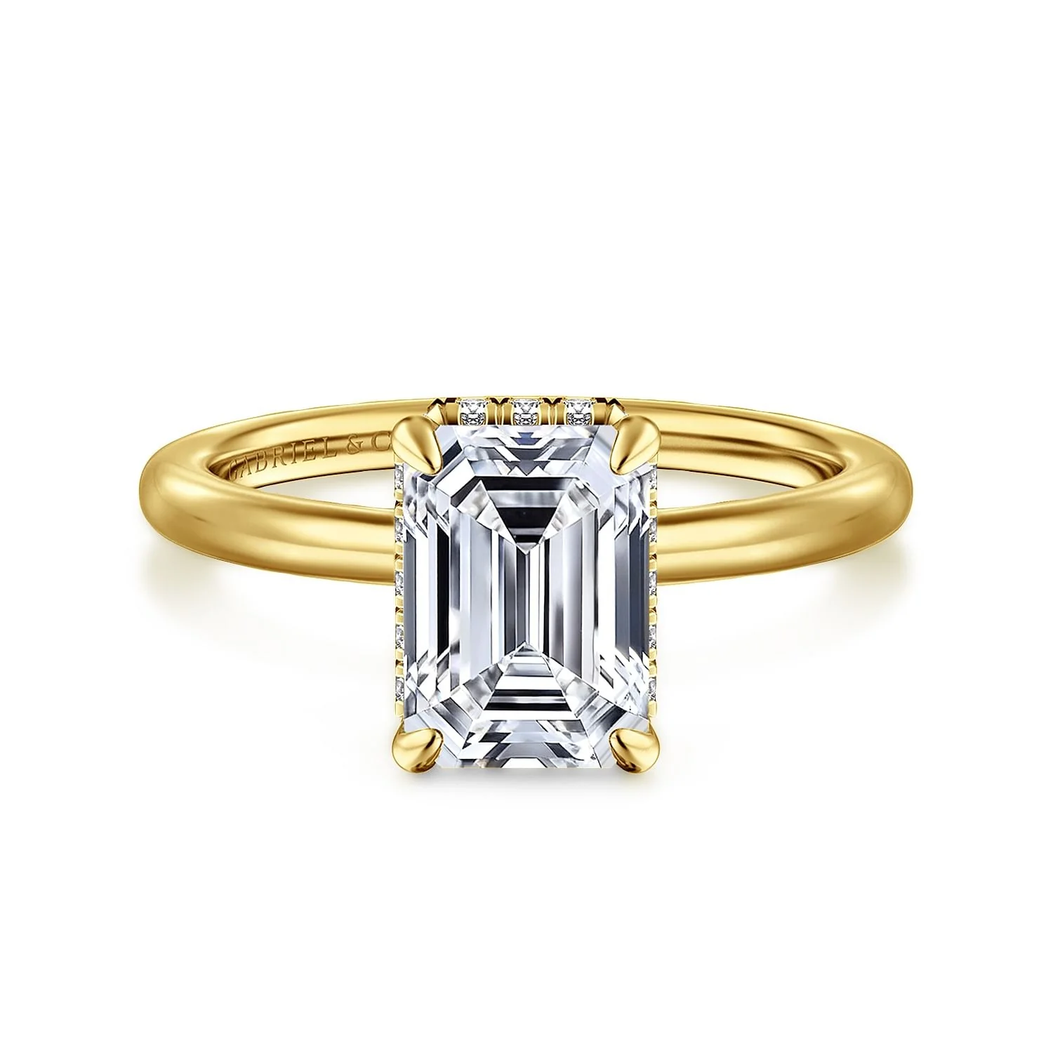 Gabriel & Co. Yellow Gold Emerald Cut Semi-Mount Ring