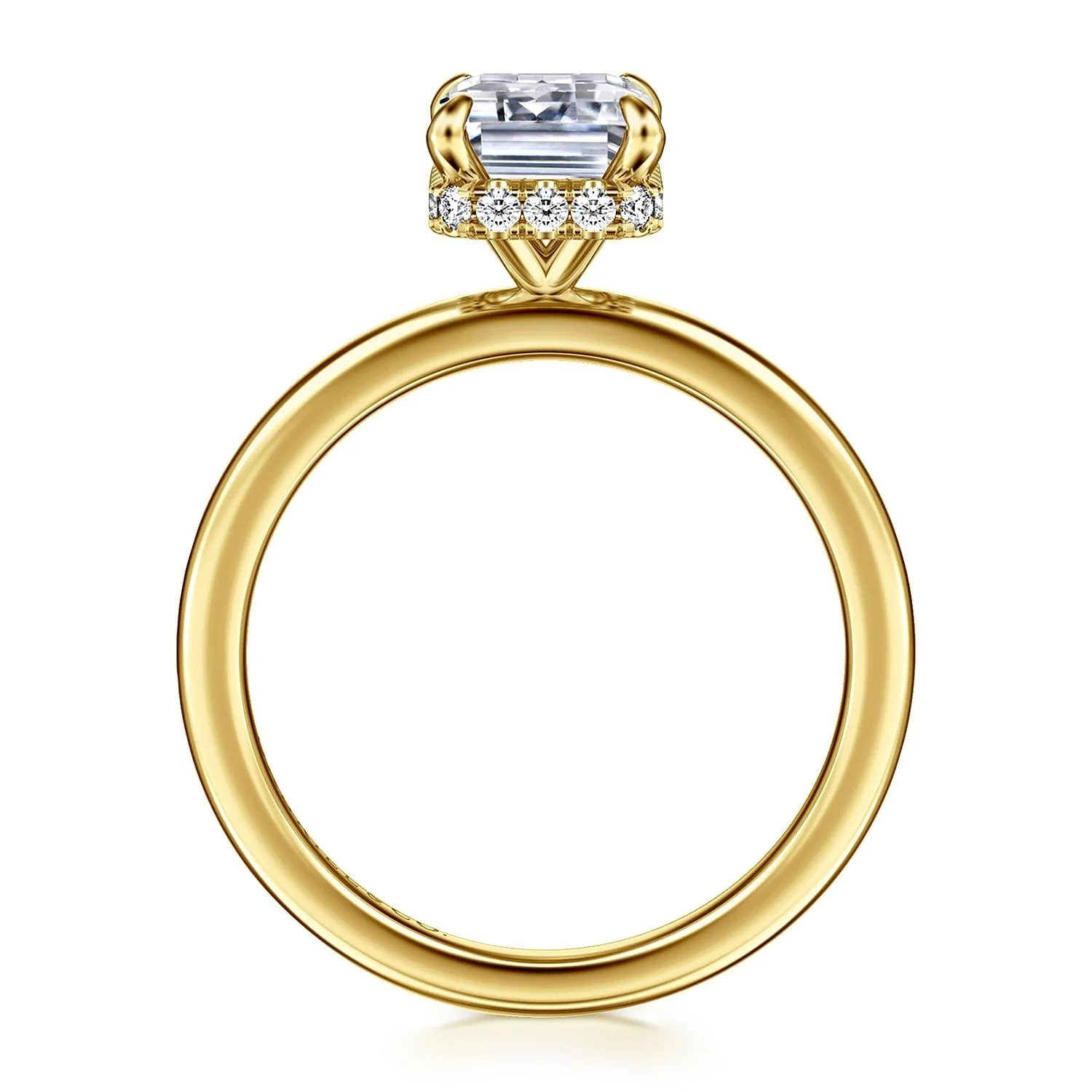 Gabriel & Co. Yellow Gold Emerald Cut Semi-Mount Ring - Image 2