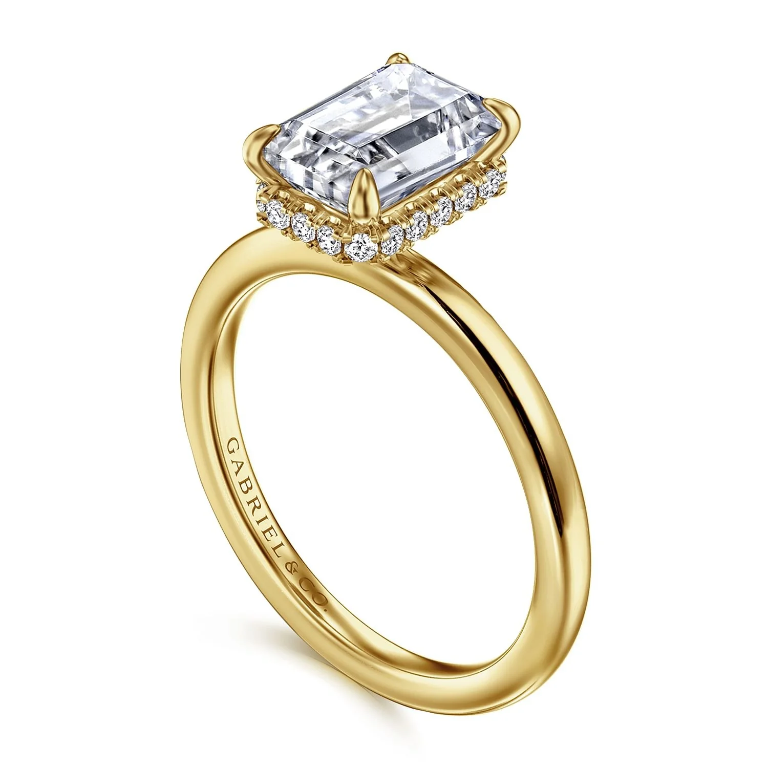Gabriel & Co. Yellow Gold Emerald Cut Semi-Mount Ring - Image 3