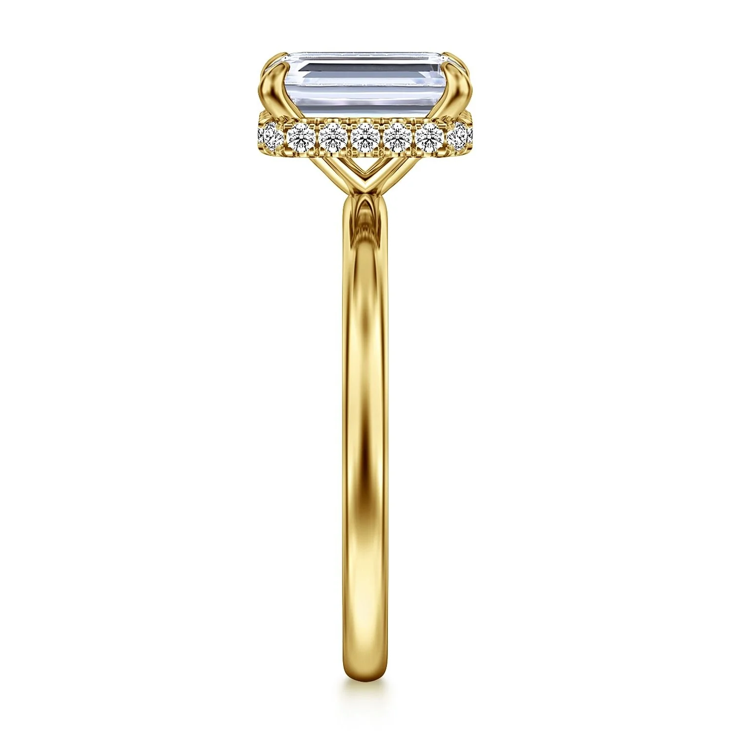 Gabriel & Co. Yellow Gold Emerald Cut Semi-Mount Ring - Image 4