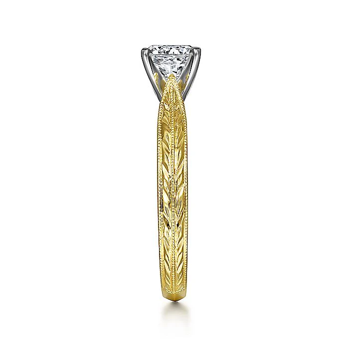 Gabriel & Co Yellow Gold Engraved Semi-Mount Engagement Ring - Image 4