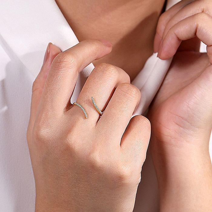 Gabriel & Co Yellow Gold Open Wrap Diamond Ring - Image 4