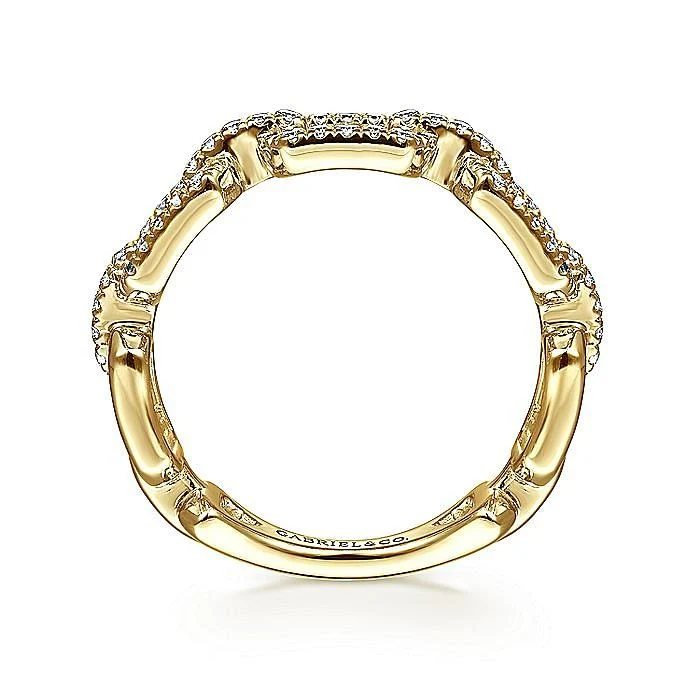 Gabriel & Co. Yellow Gold Pavé Diamond Chain Link Stackable Ring - Image 2
