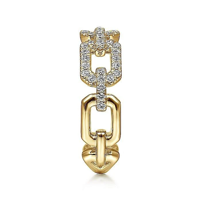 Gabriel & Co. Yellow Gold Pavé Diamond Chain Link Stackable Ring - Image 4