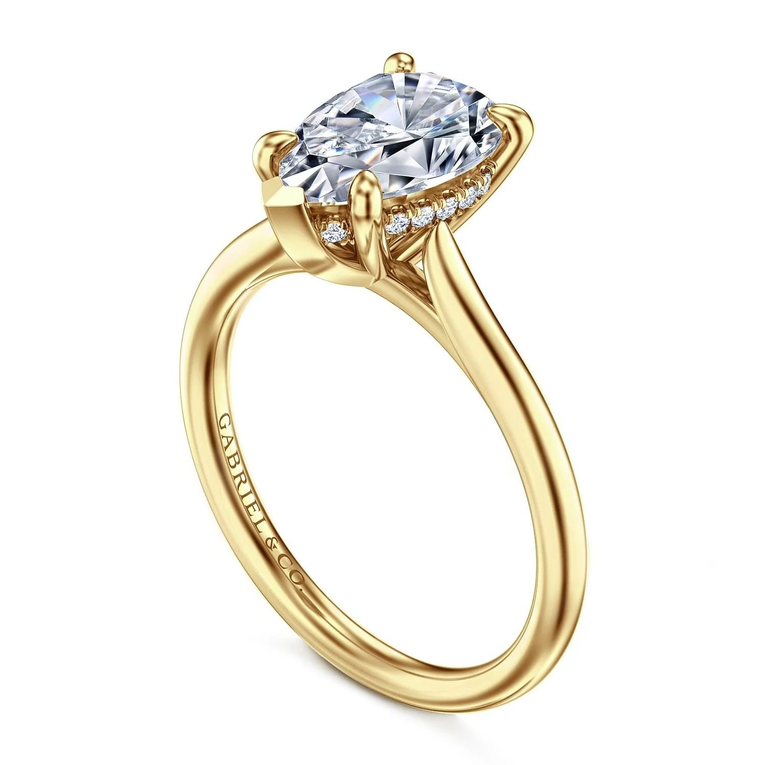 Gabriel & Co. Yellow Gold Pear Semi-Mount Engagement Ring - Image 3