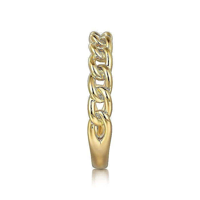 Gabriel & Co. Yellow Gold Plain Cuban Link Stackable Ring - Image 4