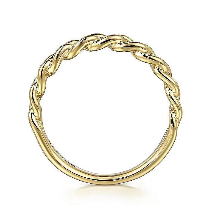 Gabriel & Co. Yellow Gold Plain Cuban Link Stackable Ring - Image 2