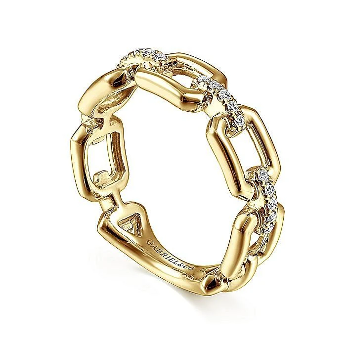 Gabriel & Co.Yellow Gold Polished Chain Link Stackable Band - Image 3
