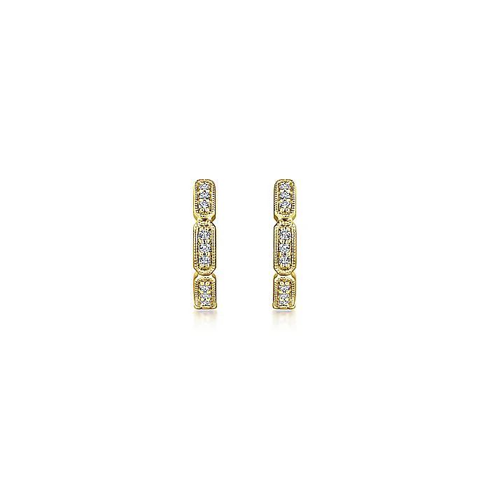Gabriel & Co. Yellow Gold Segmented Diamond Huggies - Image 3