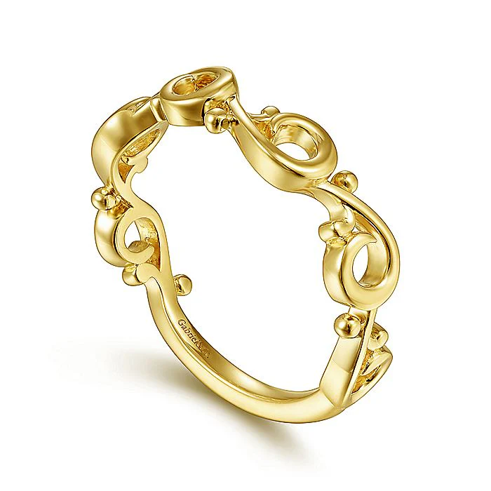 Gabriel & Co Yellow Gold Swirling Stackable Ring - Image 4