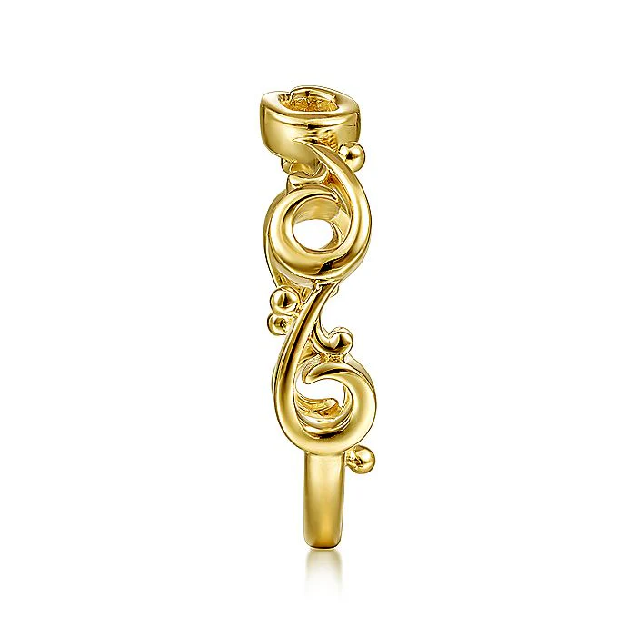 Gabriel & Co Yellow Gold Swirling Stackable Ring - Image 5