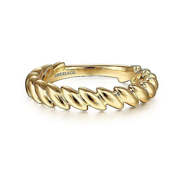 Gabriel & Co. Yellow Gold Tilted Leaf Ring