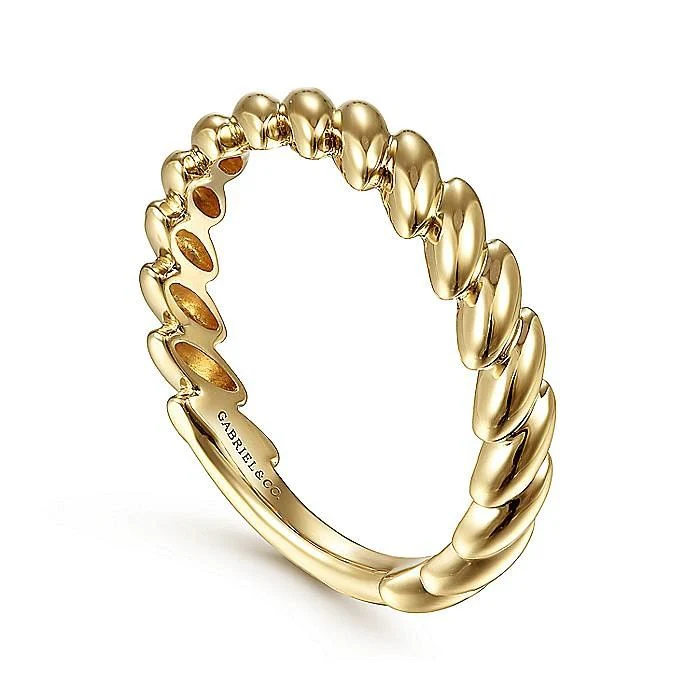 Gabriel & Co. Yellow Gold Tilted Leaf Ring - Image 3