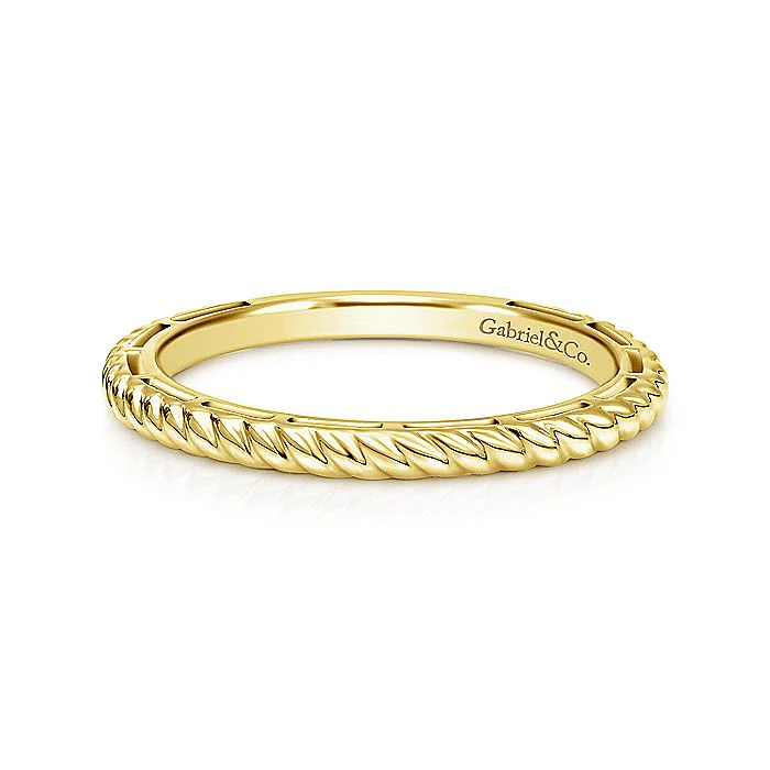 Gabriel & Co Yellow Gold Twisted Rope Stackable Ring